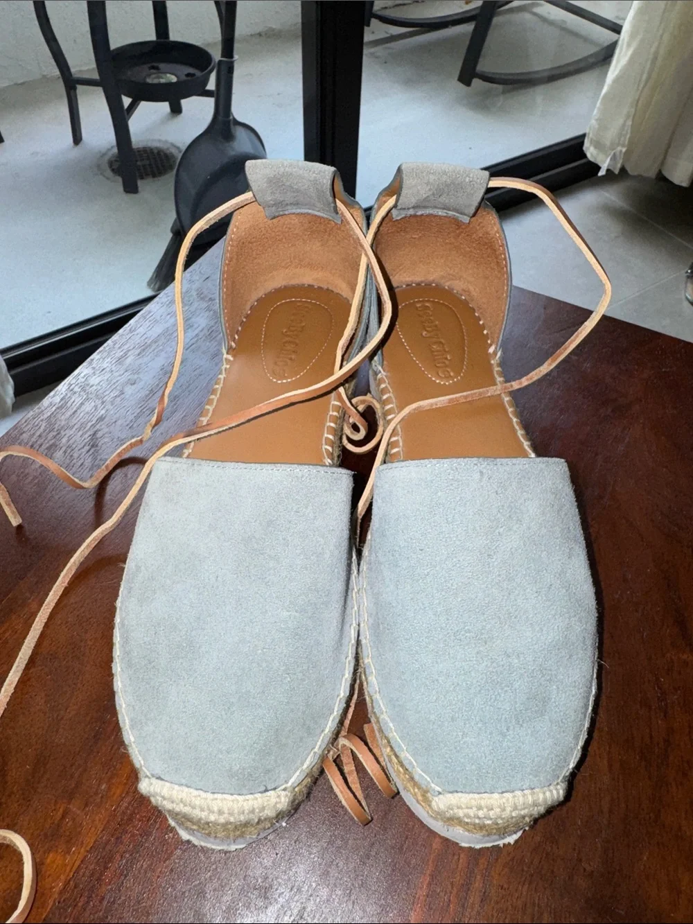 See By Chloe Women's blue Espadrille LaceUp Flats Size 7 Like NEW MAKE OFFER